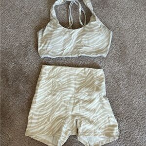 Muscle Republic Zebra Print Sports Bra and Shorts Set
